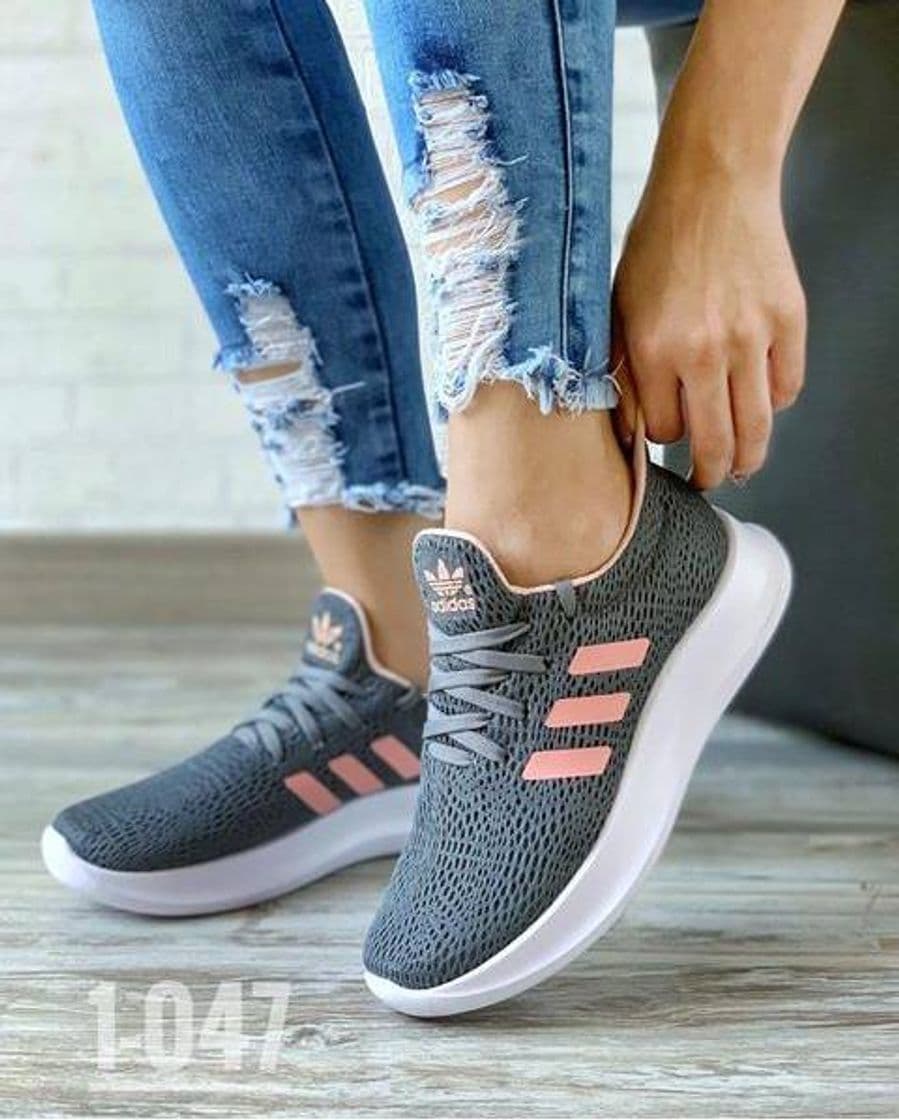 Moda Adidas pop cinza e rosa feminino