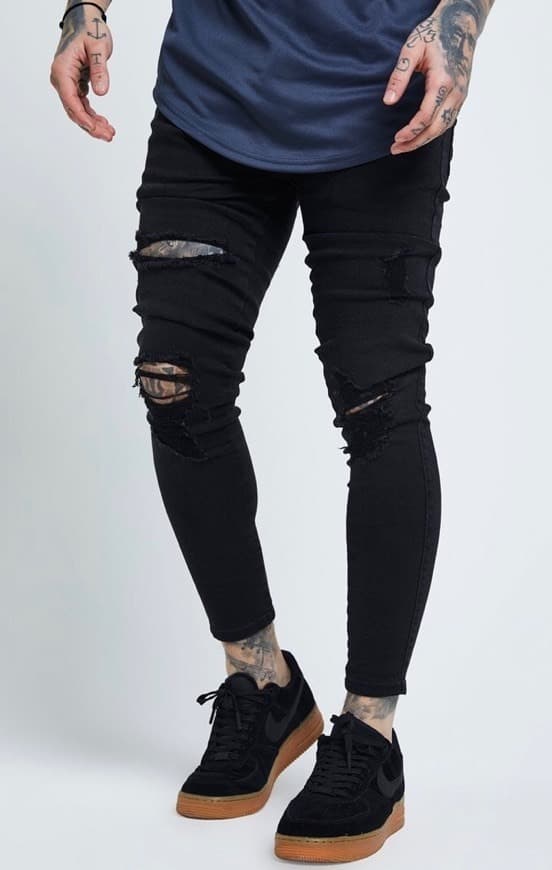 Fashion SikSilk  Distressed Skinny Jeans – Black