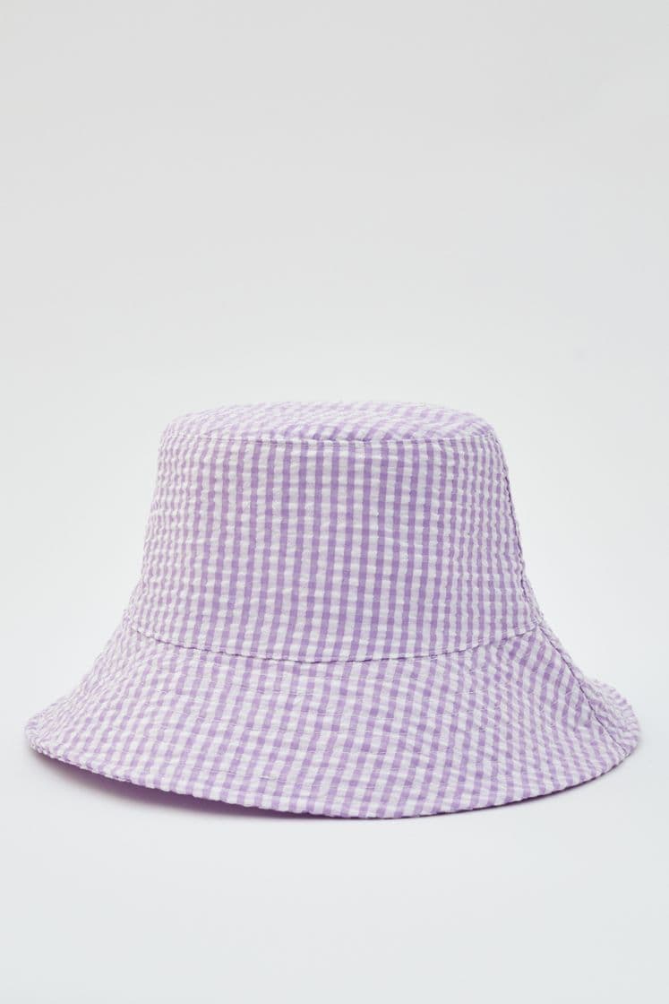 Producto Gorro bucket lila cuadros 