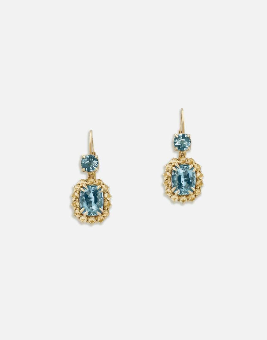 Product Dolce and Gabbana Gold Earringa with Aquamarines  Sapphires