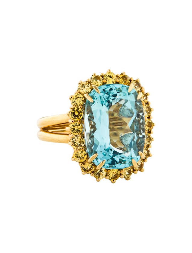 Product Dolce and Gabbana Gold Ring Acquamarine and Yellow Sapphires