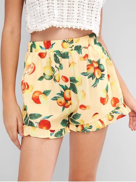 Producto Orange Lemon Ruffle Hem Shorts