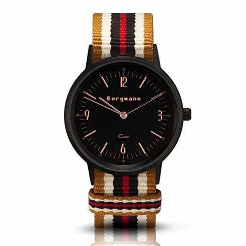 Lugar Minero Mujer Hombre Reloj de Pulsera Cor Negro Ouro analógico de Cuarzo