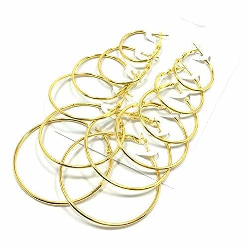 Lugar 6 Pairs/Set Big Circle Hoop Earrings Women Party Fashion Jewelry Ear Clip