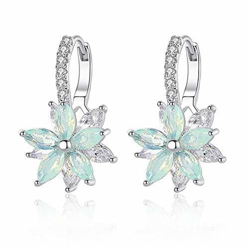 Lugar Pendientes mujer Pendientes plata con flor Cubic Zirconia Crystal Clip en pendientes