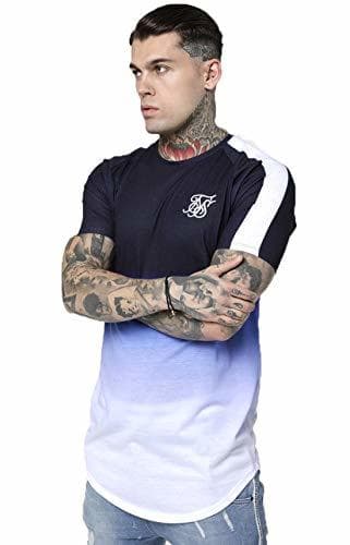 Fashion Camiseta Siksilk Curved HEM Fade SS tee Navy Blue White