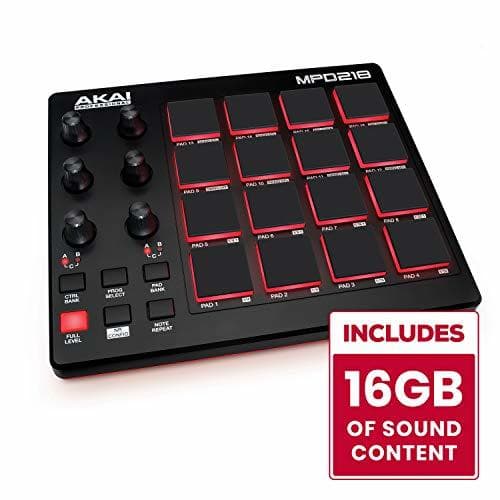 Electrónica AKAI Professional MPD 218 - Controlador MIDI USB portátil con 16 pads