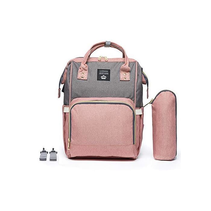 Product Bolsa Mochila Lequeen De Maternidade Original Cinza c/Rosa 1