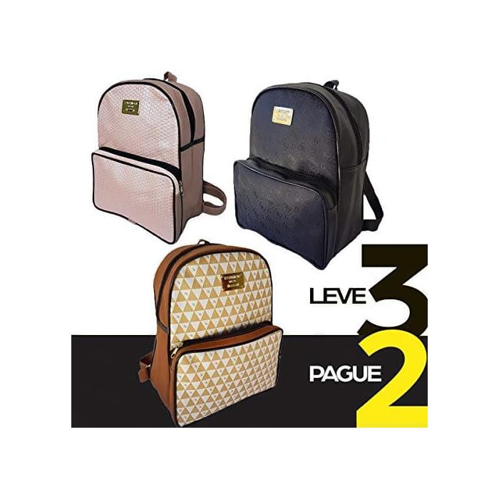 Product Kit Bolsas Feminina Mochila Couro Leve 3 Pague 2 Promoção 