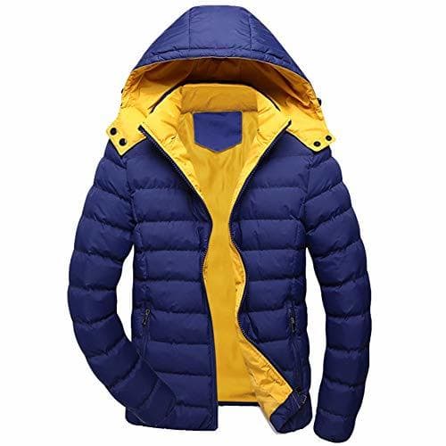 Lugar NRYRF Hombres Casual Invierno Sólido Cremallera con Capucha Chaqueta De Manga Larga