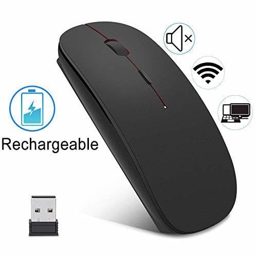 Product EasyULT Ratón Inalámbrico Recargable, Portátil 2.4G con Receptor Nano, Ratón óptico Silencioso