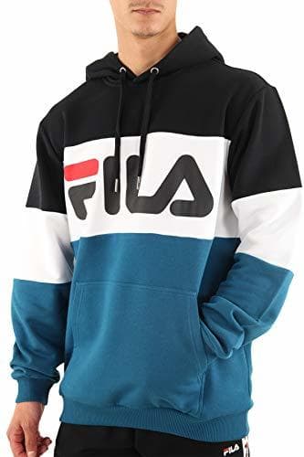 Product Fila Felpa Uomo Nero Tricolor con Cappuccio e Stampa con Logo 687001