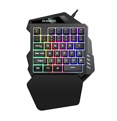 Electronic iAmotus Teclado Gaming para Una Sola Mano Ergonomica Reposamanos Rainbow LED Retroiluminación