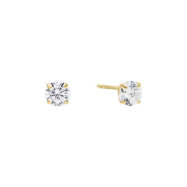 Moda 14K Gold Cubic Zirconia Solitaire Stud Earring | Adina's Jewels