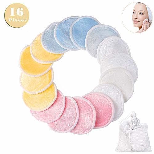 Producto VSADEY 16Pcs Almohadillas Desmaquillantes Reutilizables Discos Desmaquillantes de Bambú y Algodón Almohadillas