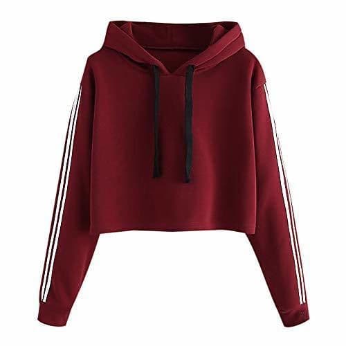 Moda Sudaderas a Rayas Adolescentes Chicas Mujer Tumblr Sudaderas con Capucha Estampado Blusa