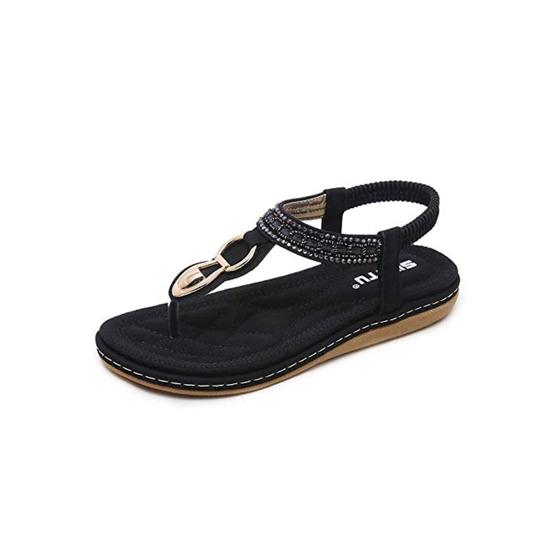 Moda QIANWEIXI Sandalias Planas Mujer Bohemia Zapatos Mujer Sandalias String Bead Flip Flop