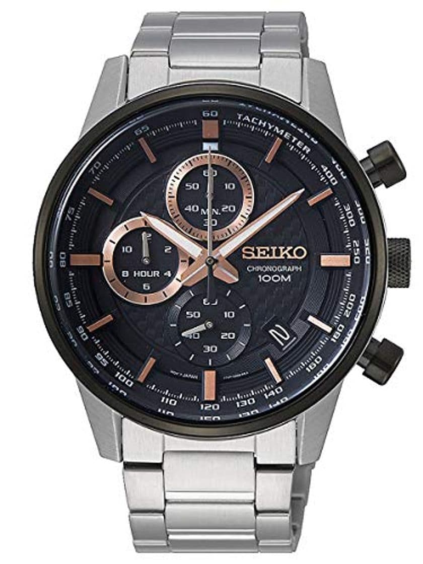 Moda Seiko Reloj Cronógrafo para Unisex Adultos de Cuarzo con Correa en Acero Inoxidable SSB331P1