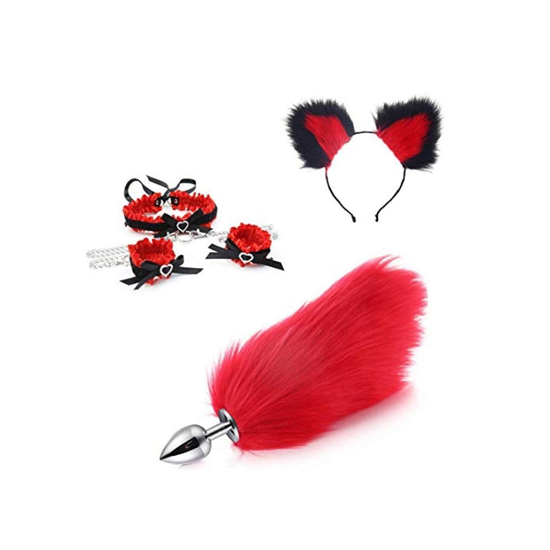 Fashion Red Fluffy Fox Tail Cat Headband Headwear Cute Cute Gargantilla esposas con