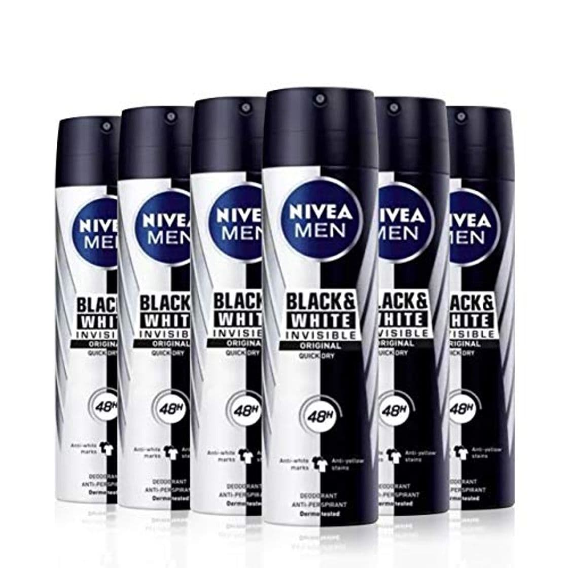 Beauty NIVEA MEN Black & White Invisible Original Spray en pack de 6