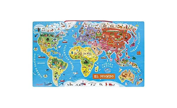 Product Janod PUZLE MAGNÉTICO DE 92 PZAS. Serie Atlas-VERSIÓN ESPAÑOL Puzzle mapamundi