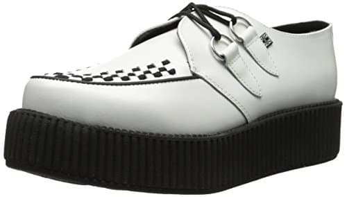 Place T.U.K. Mondo Sole Round Creeper, Zapatillas de Cuero, Unisex, Blanco