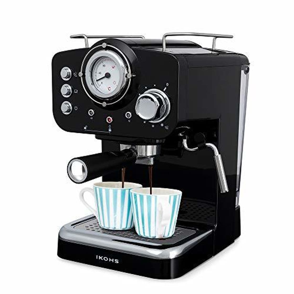 Producto IKOHS THERA Retro - Cafetera Express para Espresso y Cappucino, 1100W, 15