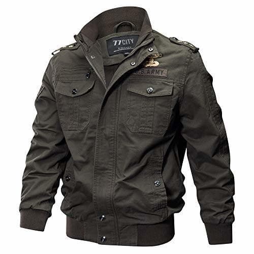 Moda Chaqueta de Manga Larga de los Hombre Lavado Chaqueta Militar Gran tamaño