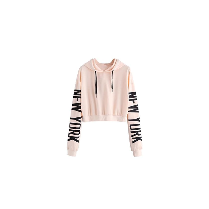 Moda Lenfesh Sudadera para Mujer, New York Impresión Sweatshirt Sudadera con Capucha Manga