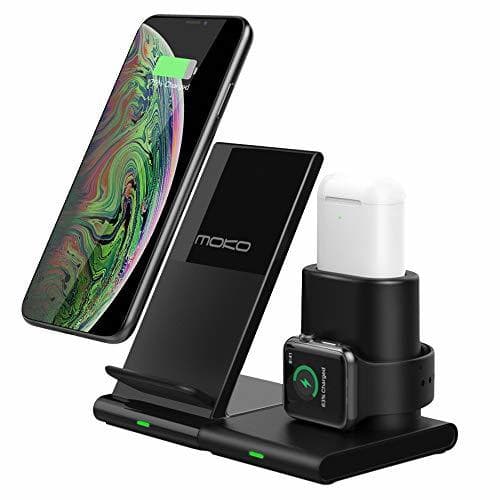 Electrónica MoKo Cargador Inalámbrico Wireless Charger Compatible con iPhone y Apple Watch