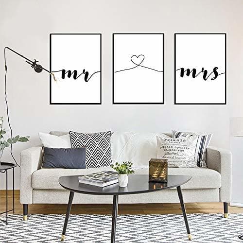 Producto 3 Cuadros Citas Mr y Mrs Letras Decoracion pared Salon Pintura Impresiones