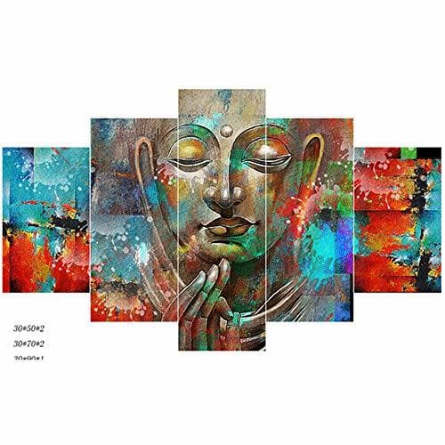 Producto 5 Paneles Leinwand Kunst Moderne Wandbild Decoración para el hogar Buda Malerei