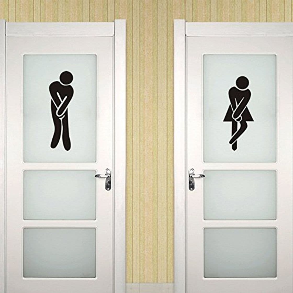 Producto ufengke Unisexo Toilet Firmar Puertas Pegatinas de Pared Adhesivos de Pared de Vinilo Negro DIY Decorativo Extraíble Male & Female Logo Entrance Common Use Comfort Room para Hombres y Mujeres