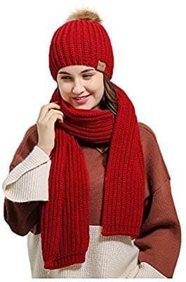 Fashion Kuke Chapéu de inverno cachecol de malha feminino chapéu de 