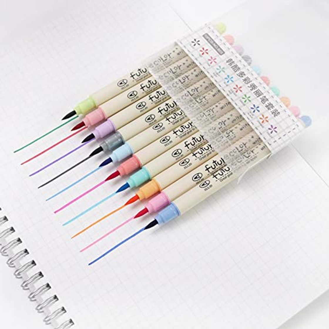 Producto 10 pcs Color futuro toque escritura Tela pincel pluma Color Caligrafía rotuladores Papelería Dibujo arte Útiles escolares A6805