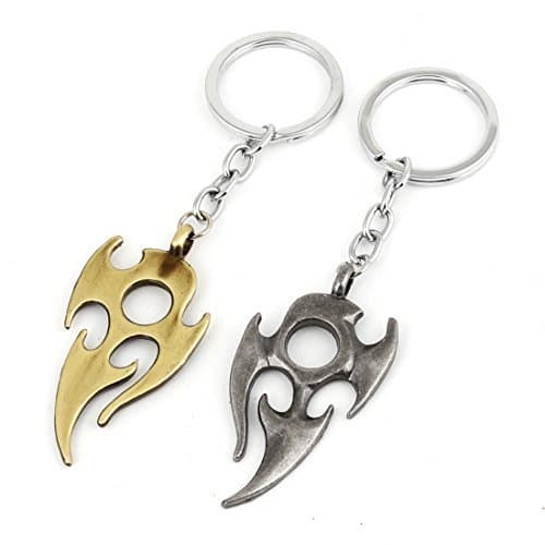 Place 2 Pcs Grey Tone Ouro fogo Pingente Keyring Pendure Decoração