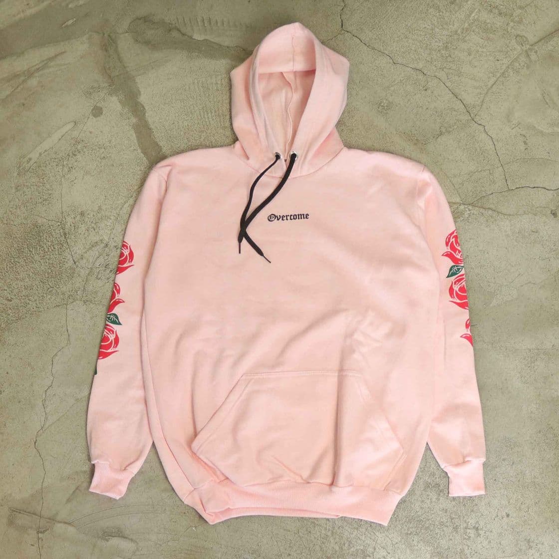 Product Moletom Overcome Canguru "Script Roses" Rosa