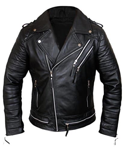 Place F&H Men's Genuine Lambskin Leather Biker Motorcycle Jacket XL Black