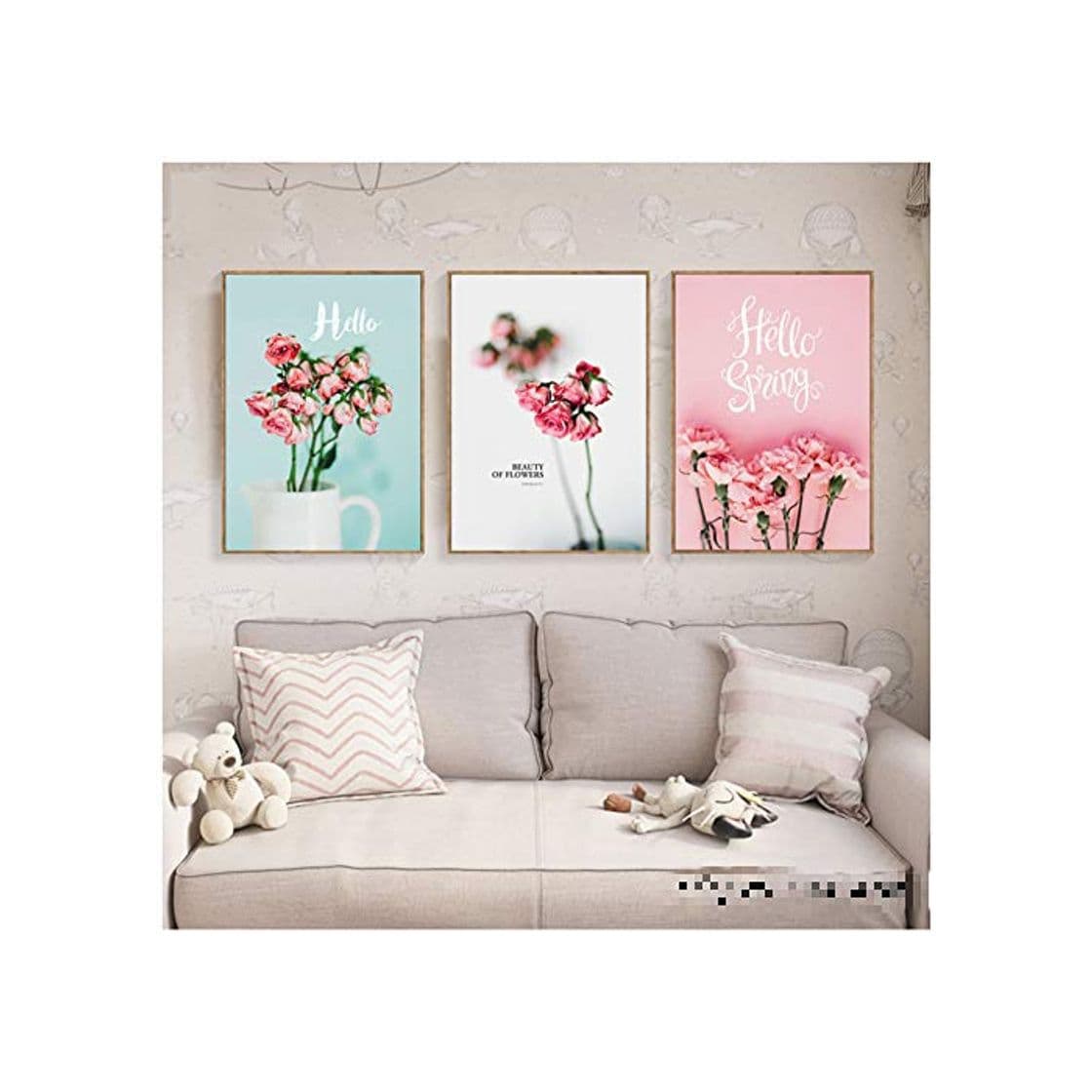 Producto Giclee Modern Art Poster Decoracao para Casa Carteles Decorativos Pink Nordic Poster Flor Lienzo Pintura Decorativos 3x60x80cm Sin Marco