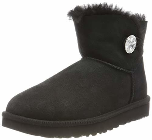 Fashion UGG W Mini Bailey Button Bling, Botas para Mujer, Negro