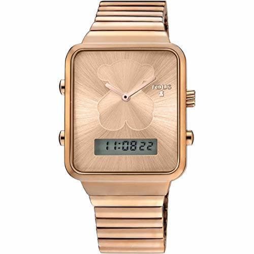 Fashion Reloj tous digital D-Bear de acero IP rosado con correa de Silicona