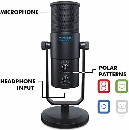 Electrónica M-Audio UBER Mic - Micrófono condensador USB profesional de 3 cápsulas