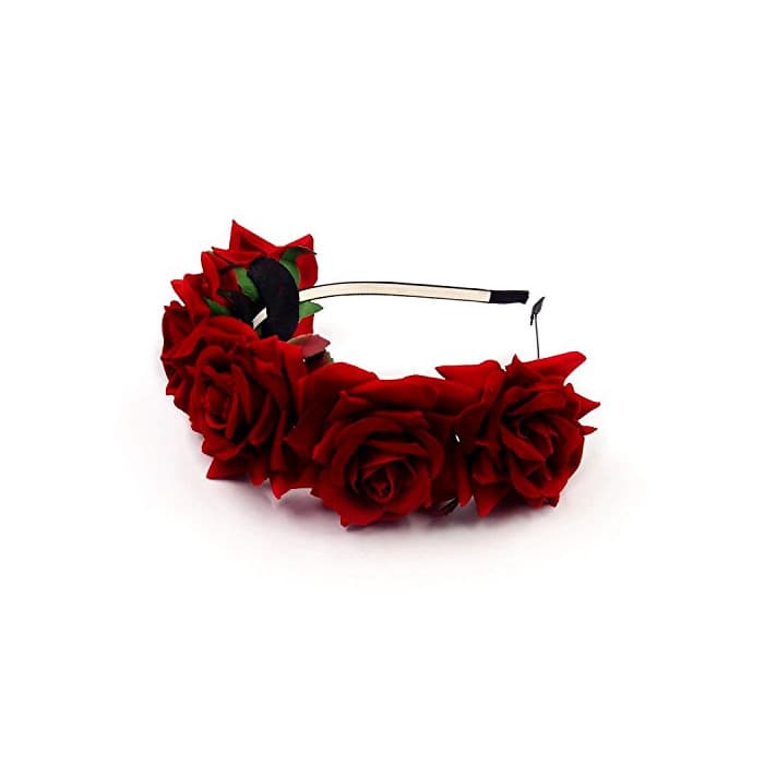 Belleza JZK® Rojo corona flores diadema tiara guirnalda flores pelo cabeza hairband guirnalda