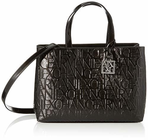 Moda Armani Exchange 942646CC794 - Bolsa de Poliuretano Mujer, color Negro, talla 16x35x24