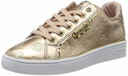 Fashion Guess Banq/Active Lady/Leather Like, Zapatillas de Gimnasia para Mujer, Beige