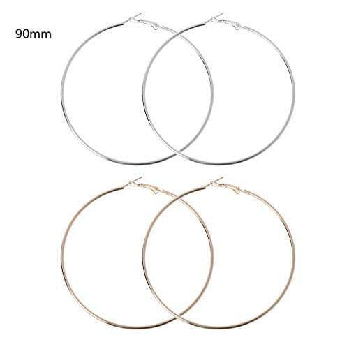 Place ZOOMY Hoop Earrings 2 Pairs Super Big Round Circles Hoop Earrings Golden