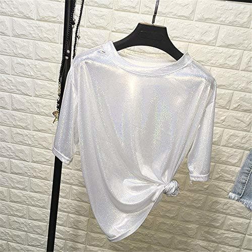 Product JFHGNJ Daddy Chen Glitter Camiseta Loose Femme Bling Tops para Mujer Manga