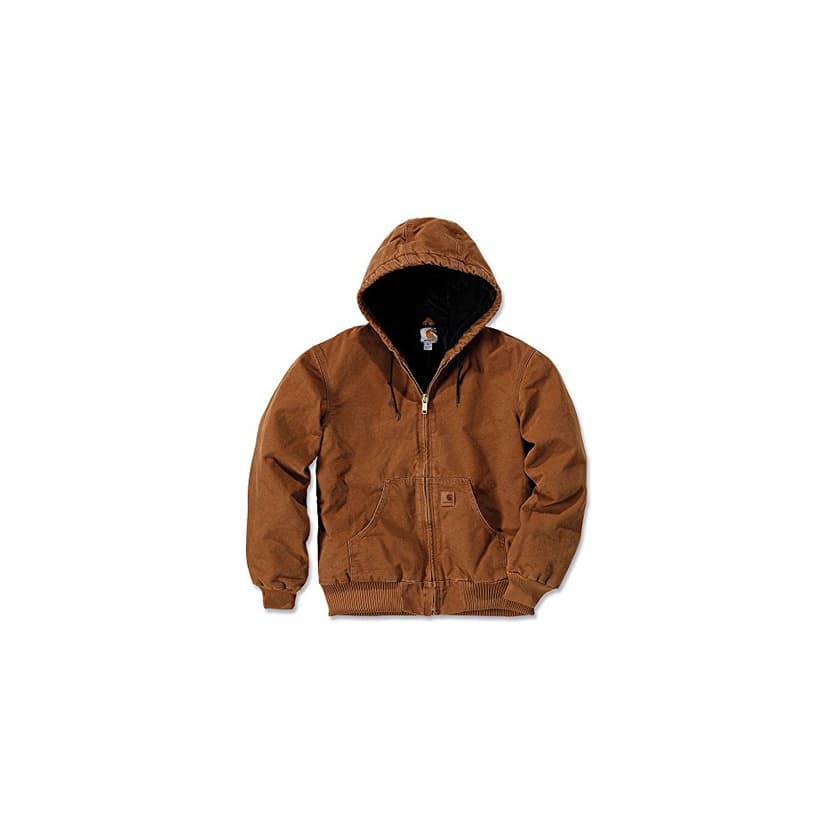 Moda Chaqueta Carhartt acolchada para hombre, con forro de franela, L, marrón