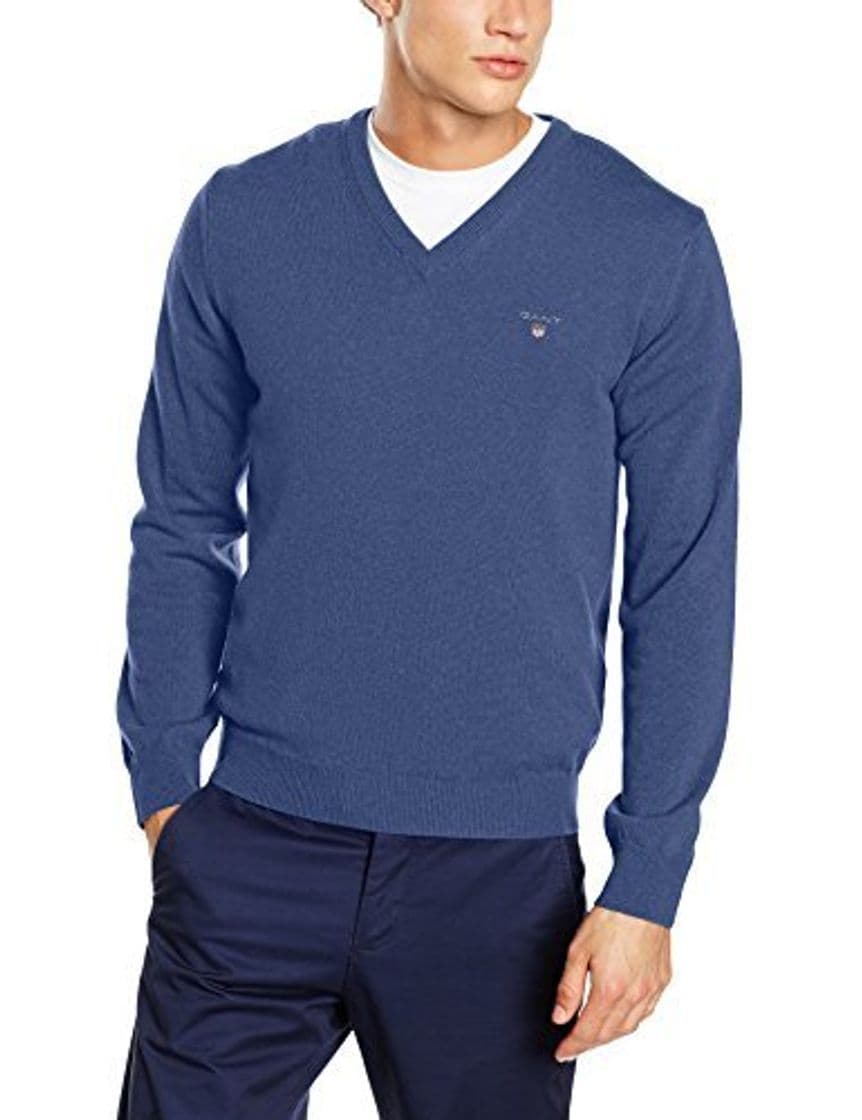 Moda GANT Lambswool V-Neck suéter, Azul