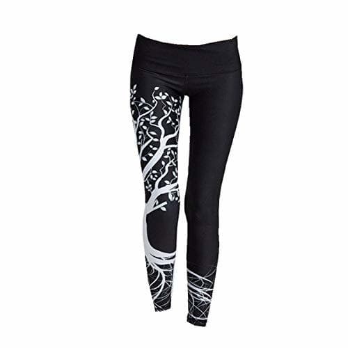 Place BaZhaHei Mujer Pantalones Largos Deportivos Patrón de árbol Leggings para Running